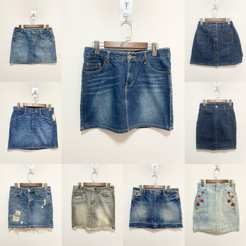 天天古着超短牛仔裙vintage日本古着夏季破洞y2k女半身裙N2f