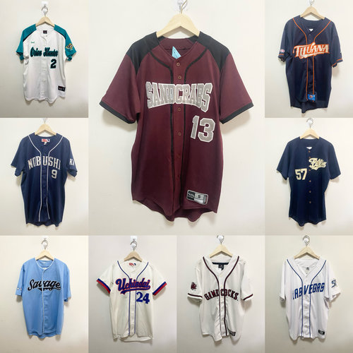 天天古着海外棒球服vintage短袖刺绣大码hiphop开衫球衣S06h