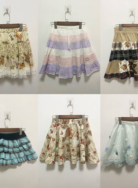 天天古着奈奈风蛋糕裙vintage日本少女甜美蓬蓬裙拼接可爱短裙D1k