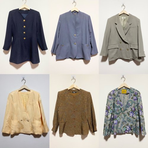 天天古着毛外套春秋vintage日本秋冬西装女士小香风上衣（XZ01）