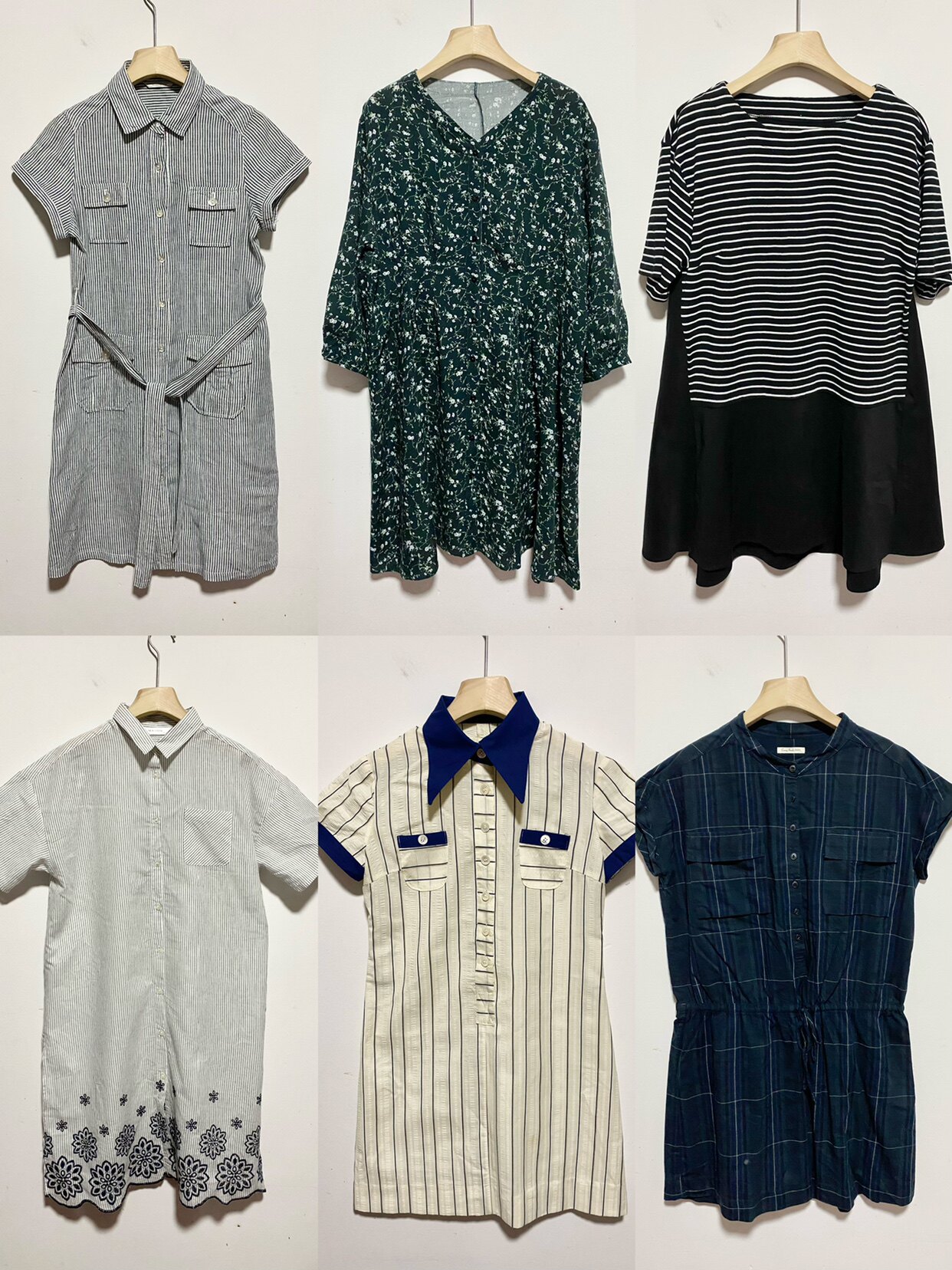 天天古着连衣裙夏vintage日本短袖棉宽松休闲中裙（L190-z）