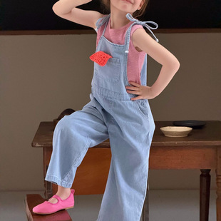女童裤 新款 子背带裤 牛仔裤 洋气百搭 韩系童装 连体系带长裤 2026夏季