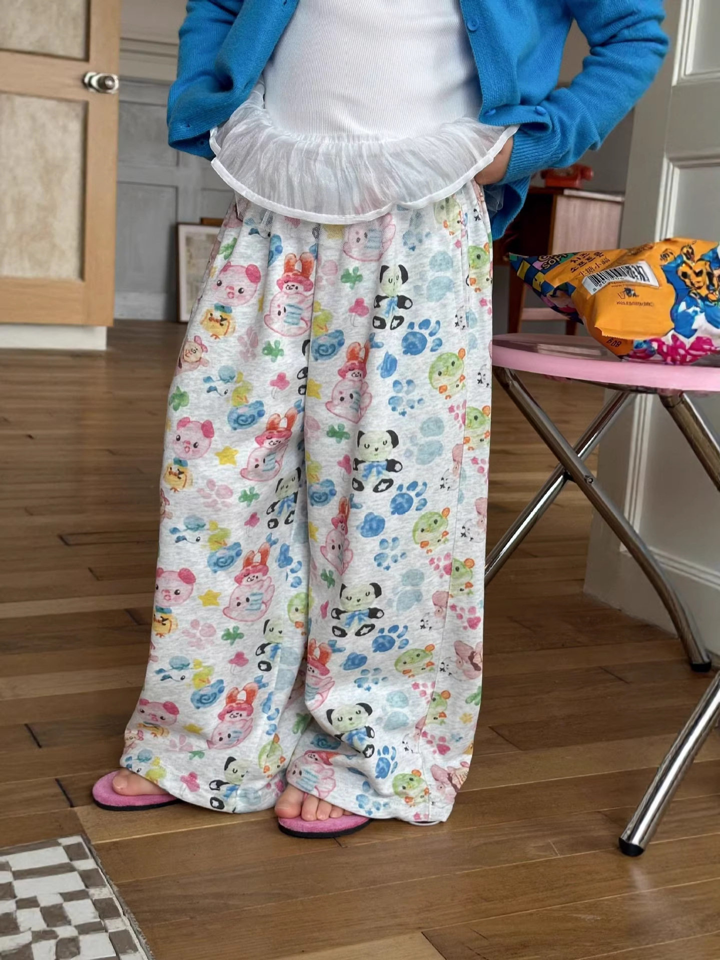26春装女童卡通印花卫裤儿童韩版慵懒风宽松直筒裤阔腿裤童装长裤,童装/婴儿装/亲子装,裤子,淘宝优惠券,粉丝福利购,淘宝优惠卷