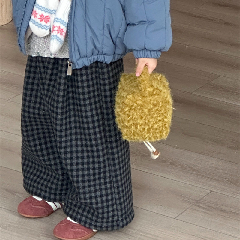 2025冬季新品儿童加绒加厚格子直筒裤女童宝宝韩版松紧腰百搭长裤,童装/婴儿装/亲子装,裤子,淘宝优惠券,粉丝福利购,淘宝优惠卷