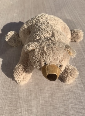 241219外贸出口原单样品库存老款趴姿棕熊公仔正版毛绒玩具长38CM