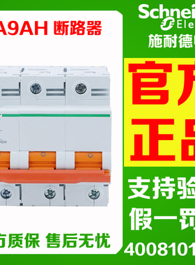 正品施耐德EA9AH 2P 3P 4P C型 D型 80A 100A 125A小型断路器10kA