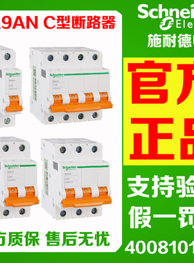 正品施耐德EA9AN 1P2P3P4P 6/10/16/20/32/40/63A C型空气断路器