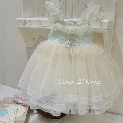 7seven 爆款纱裙宫廷风连衣裙小清新薄荷绿连衣裙蓬蓬裙