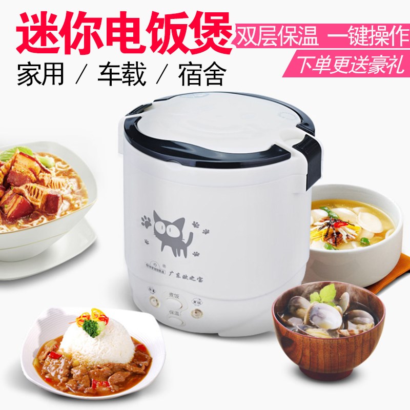 欧之宝C2韩式迷你家用车载小电饭煲220V12V24V学生小功率电饭锅