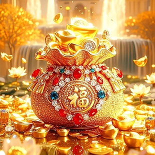 带框钻石画满钻魔方钻贴钻绣新中式客厅玄关黄金满地金色福袋新款