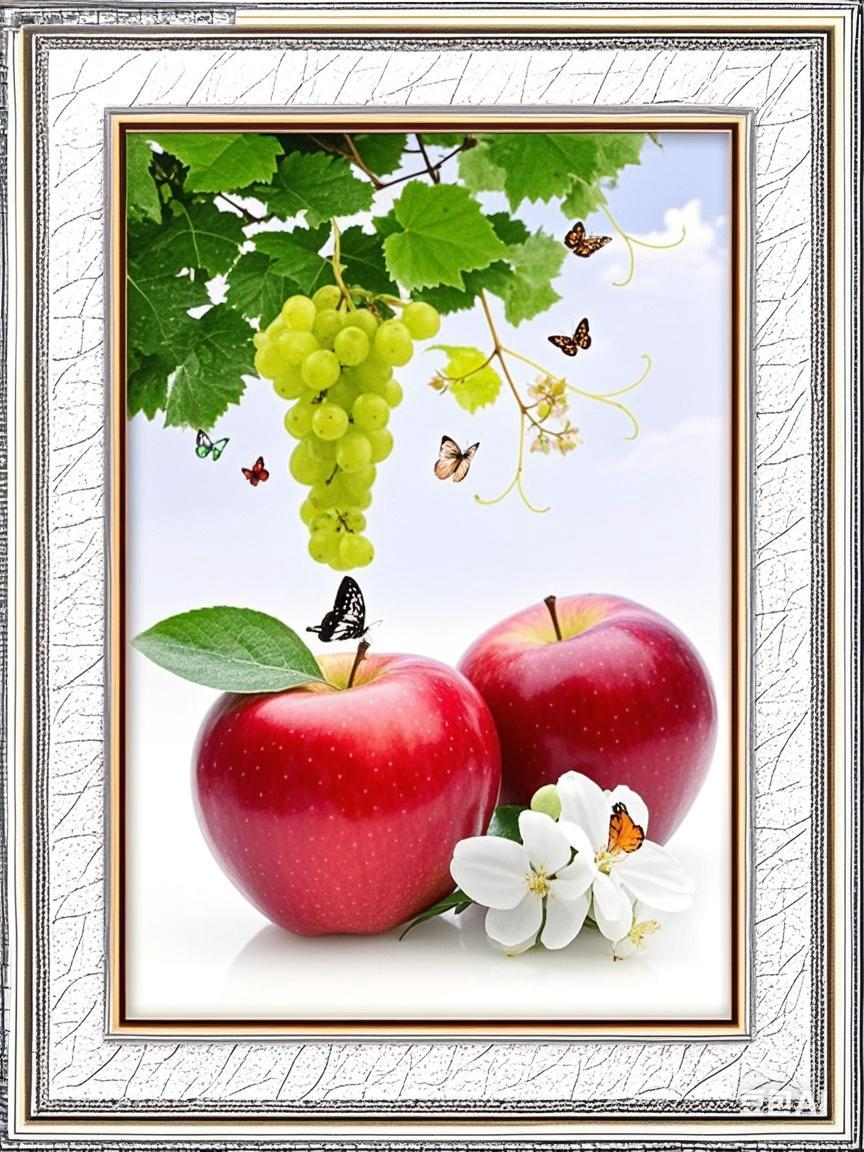 带框钻石画满钻魔方钻手工贴钻绣现代客厅餐厅水果苹果葡萄新款