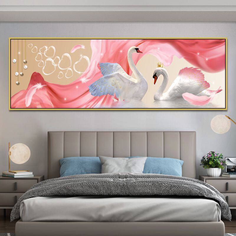 钻石画满钻魔方钻手工贴钻绣新款客厅卧室床头画两只天鹅心心相印