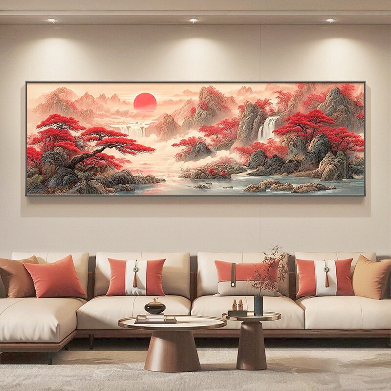 钻石画满钻方钻手工贴钻绣新款现代简约客厅床头山水风景鸿运当头