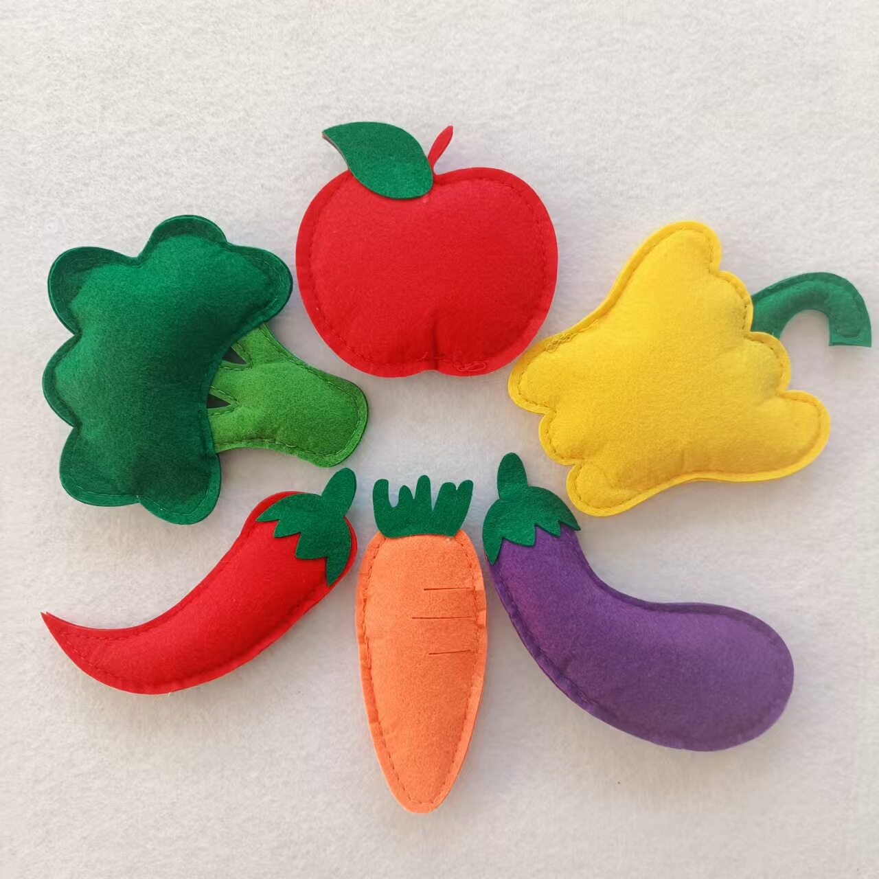 批发DIY儿童教学水果蔬菜工艺品装饰幼儿园教学仿真蔬果毛毡玩具