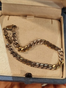 中古Vintage打标意大利925银双色手链