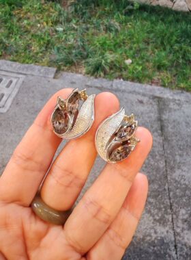 中古Vintage打标Lisner莱茵石耳夹