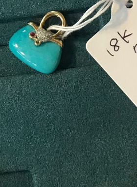 中古Vintage18k金可爱包包吊坠