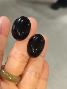 中古Vintage复古赛璐璐黑色耳夹