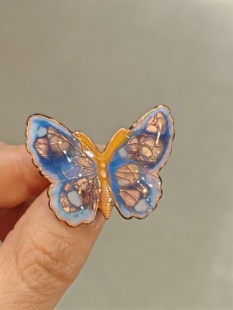 中古Vintage珐琅彩蝴蝶小胸针