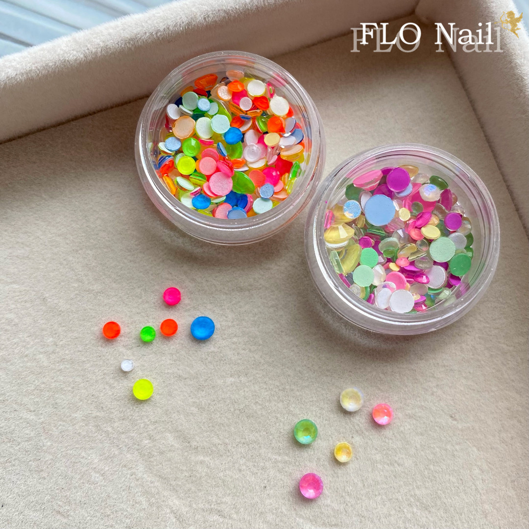 春夏玩趣彩色泰式塑料风 荧光摩卡混合平底钻 美甲钻饰指甲贴钻