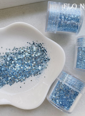特价 夏日百搭显白冰蓝色 细闪美甲亮片指甲闪粉
