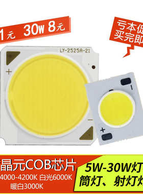 1919正方形cob光源射灯灯芯5W12v面光源发光射灯珠晶元4000k暖白