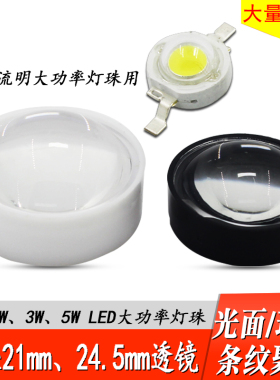 LED强光聚光透镜 大功率1W3W5W灯珠透镜21MM 24mm光学60度凸透镜