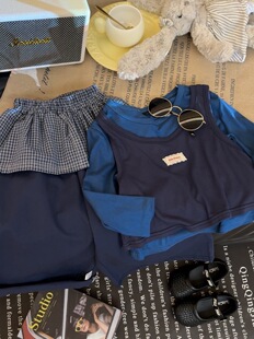 亲子女童背心套装 儿童洋气时髦打底衫 屁帘阔腿裤 两件套 2025新款