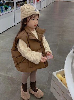 女童羽绒棉马甲秋冬2025新款韩版儿童保暖外穿背心宝宝潮款上衣