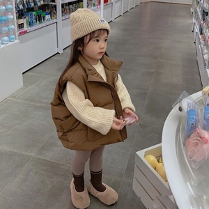 女童羽绒棉马甲秋冬2024新款韩版儿童保暖外穿背心宝宝潮款上衣