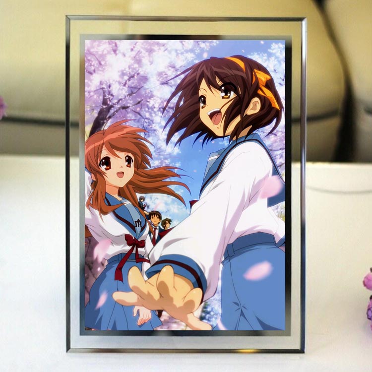凉宫春日的忧郁/长门有希/朝比奈实玖瑠水晶相框玻璃摆台照片定制