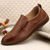 男式 一脚蹬仿皮鞋 透气不臭脚男士 老北京布鞋 商务牛筋软底休闲鞋 子