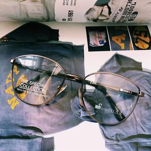 swan特别版 复古vintage风古董平光面金属框架眼镜男女yj3455 包邮
