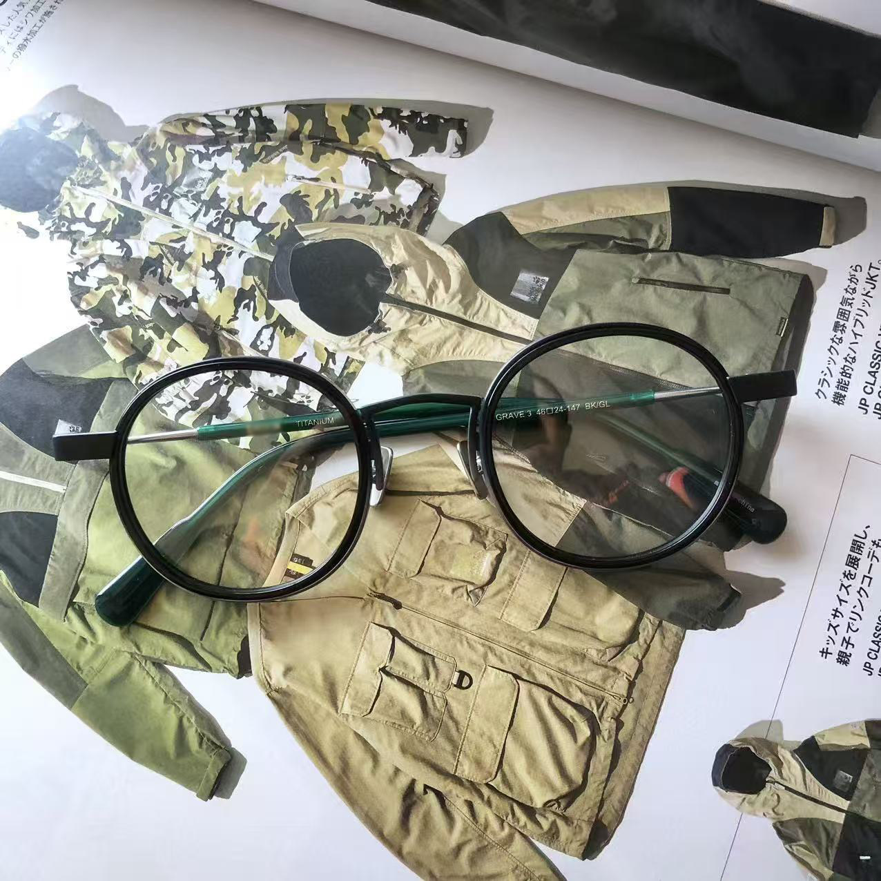 韩国s记美式复古潮流千禧年y2k钛金属板材圆形框架眼镜