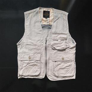 包邮 阿美咔叽复古vintage风格 日单美式 rrl 多口袋钓鱼背心马甲