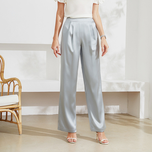 拓美2026春季新款30姆米重磅真丝欧美风直筒裤桑蚕丝高腰气质女裤