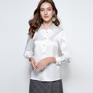 拓美2026春季新款重磅30姆米真丝立领衬衫女衬衣缎面桑蚕丝上衣女