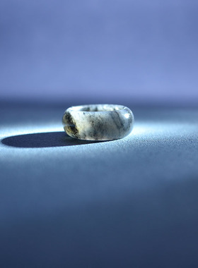 内径17和田玉青花籽料戒指环14码