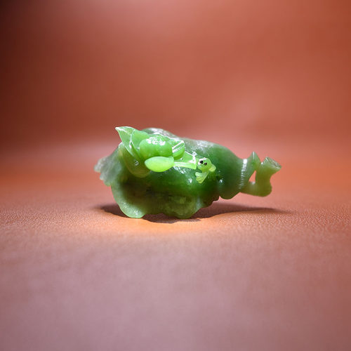 老坑碧玉苹果绿荷花雅玩摆件笔架