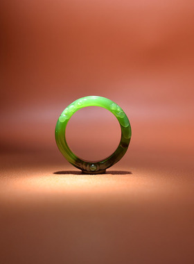 内径20碧玉七号矿苹果绿祥云戒指