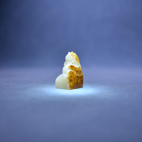 黑皮白玉籽料盘龙印章挂坠手机挂