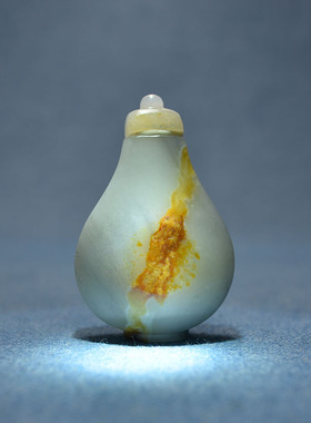 红皮意境青花独籽鼻烟壶文房雅玩