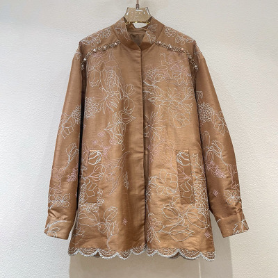 中式宫廷风重工订珠刺绣提花外套慵懒风气质轻奢高级感国风上衣