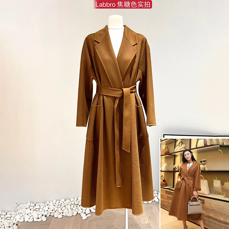 labbro双面水波纹羊绒浴袍大衣