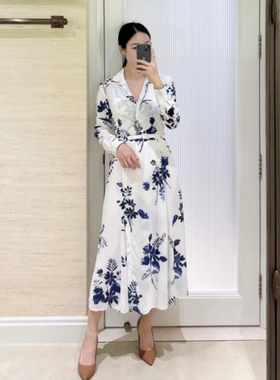 【OGARMA】高端气质 RL紫标25春夏新款翻领收腰系带丝绵连衣裙