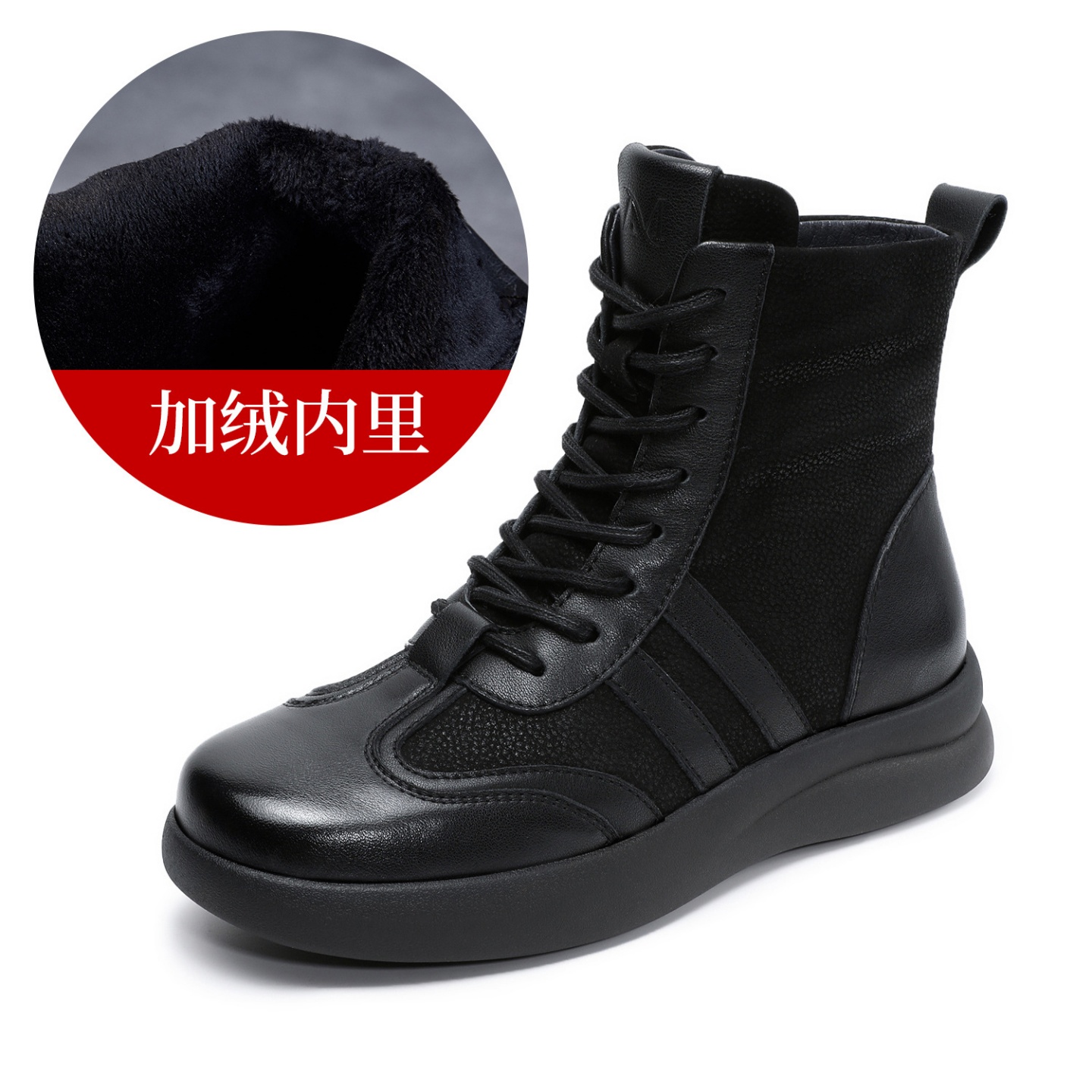 休闲头层牛皮百搭德训马丁靴女