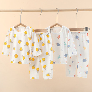 婴儿内衣套装夏季薄款纯棉网眼睡衣婴幼儿圆领套头肩扣宝宝空调服
