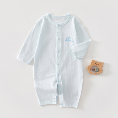 婴儿连体衣春夏季长袖空调服纯棉