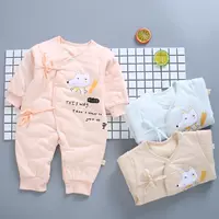 Sơ sinh quai áo cotton mỏng bé cộng với quần áo cotton cotton cotton sơ sinh bé romper ấm mùa thu đông - Áo liền quần jumpsuit trẻ em thu đông