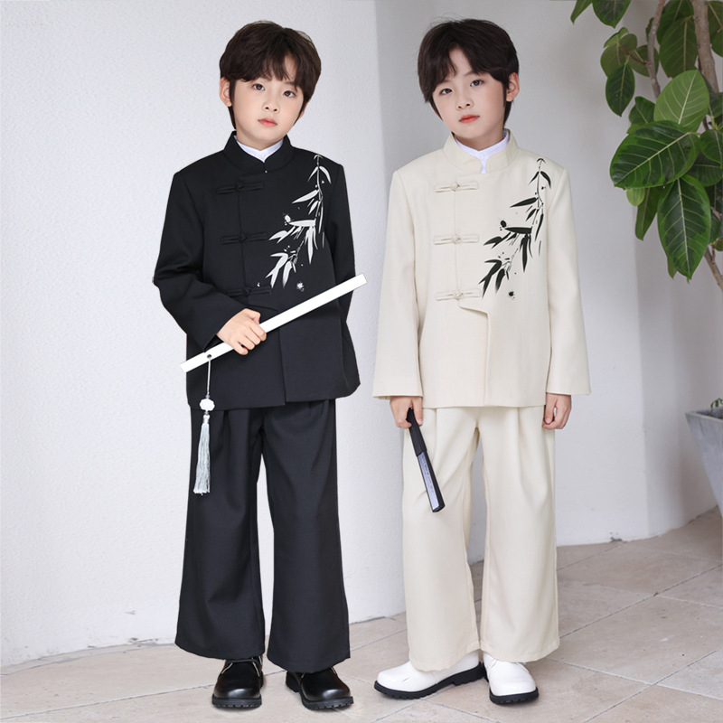 男童新中式礼服中山装儿童国风西服唐装汉服表演春夏季演出服礼服